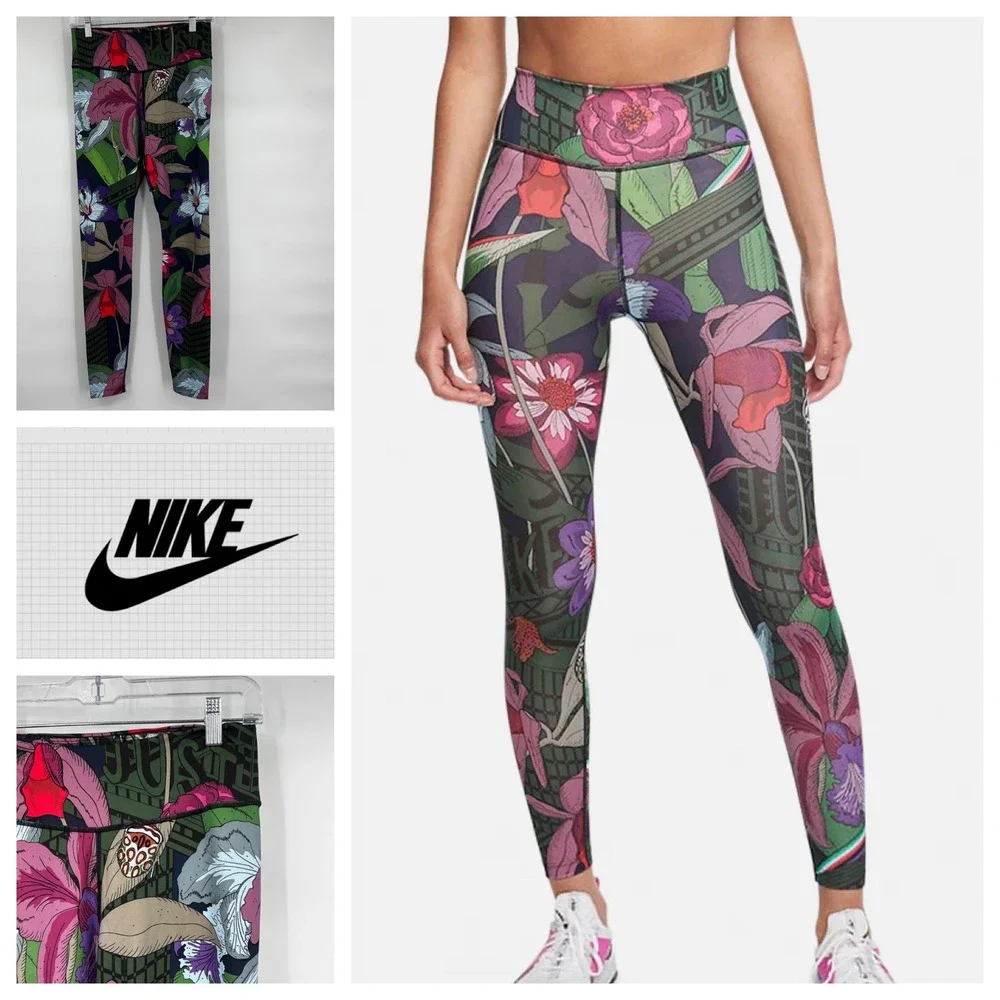 Nike Dri Fit Womens Floral Print Icon Clash One Leggings Size M‎